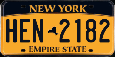 NY license plate HEN2182