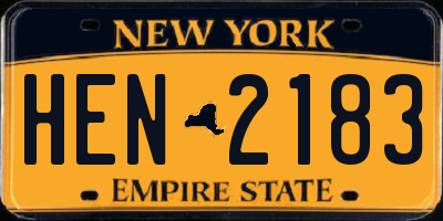 NY license plate HEN2183