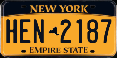 NY license plate HEN2187