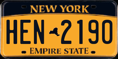 NY license plate HEN2190
