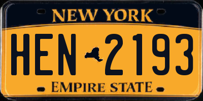 NY license plate HEN2193