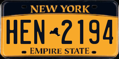 NY license plate HEN2194