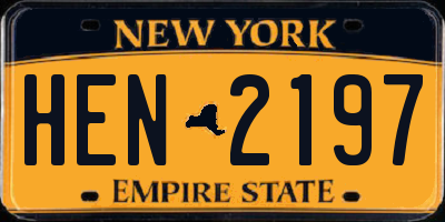 NY license plate HEN2197