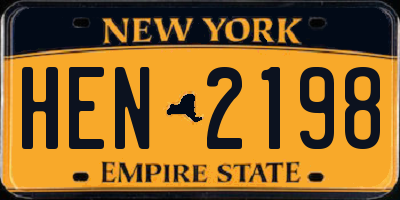 NY license plate HEN2198