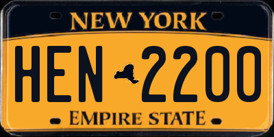 NY license plate HEN2200