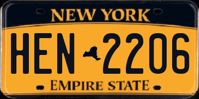 NY license plate HEN2206