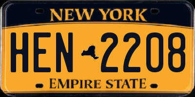 NY license plate HEN2208