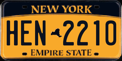 NY license plate HEN2210
