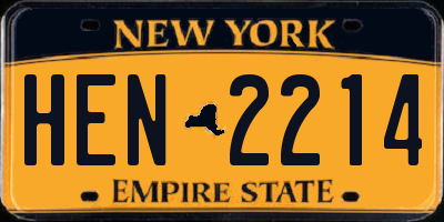 NY license plate HEN2214