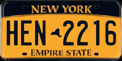 NY license plate HEN2216