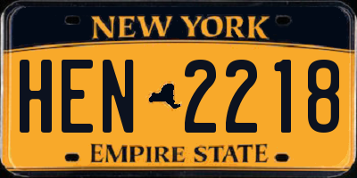 NY license plate HEN2218