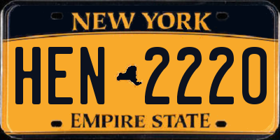 NY license plate HEN2220
