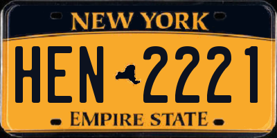 NY license plate HEN2221