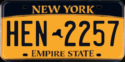 NY license plate HEN2257