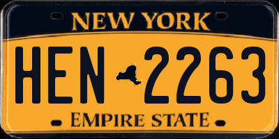 NY license plate HEN2263