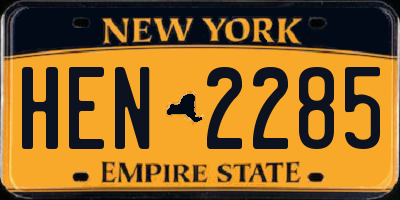 NY license plate HEN2285