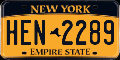 NY license plate HEN2289