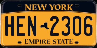 NY license plate HEN2306