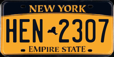 NY license plate HEN2307