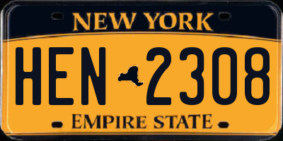 NY license plate HEN2308
