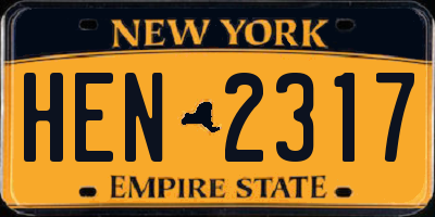NY license plate HEN2317