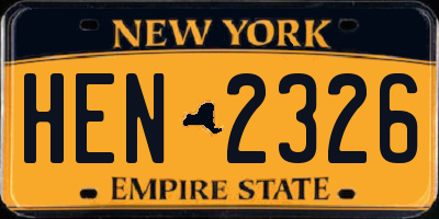 NY license plate HEN2326