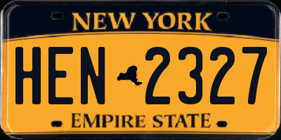 NY license plate HEN2327