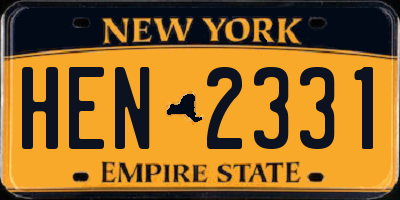 NY license plate HEN2331