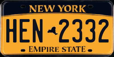 NY license plate HEN2332