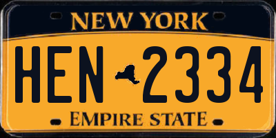 NY license plate HEN2334