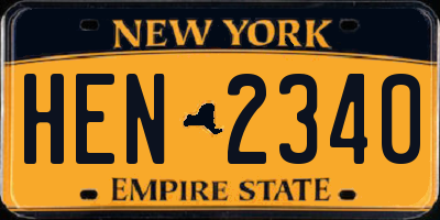 NY license plate HEN2340