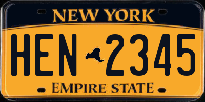 NY license plate HEN2345