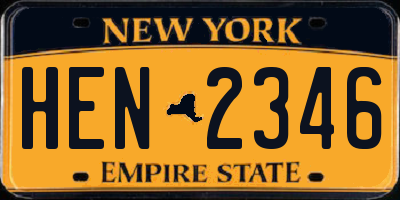 NY license plate HEN2346
