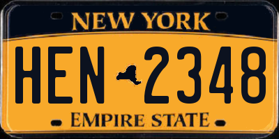 NY license plate HEN2348