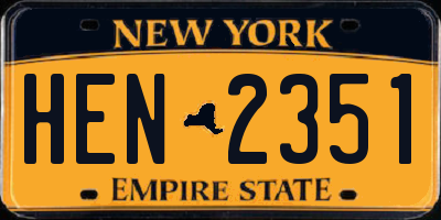 NY license plate HEN2351