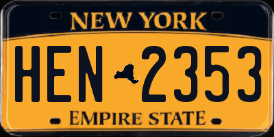 NY license plate HEN2353