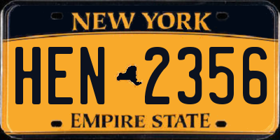 NY license plate HEN2356