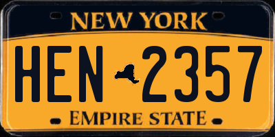 NY license plate HEN2357