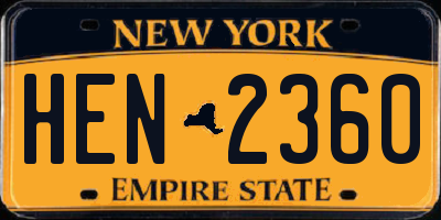 NY license plate HEN2360
