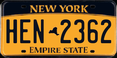 NY license plate HEN2362