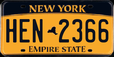 NY license plate HEN2366