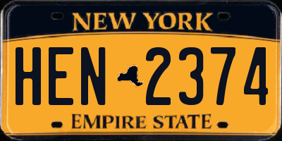 NY license plate HEN2374