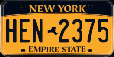 NY license plate HEN2375