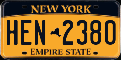 NY license plate HEN2380
