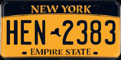 NY license plate HEN2383