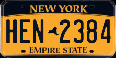 NY license plate HEN2384