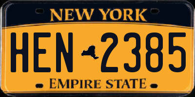 NY license plate HEN2385