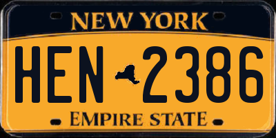 NY license plate HEN2386