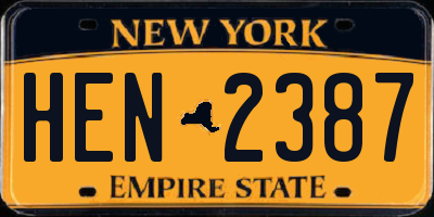 NY license plate HEN2387