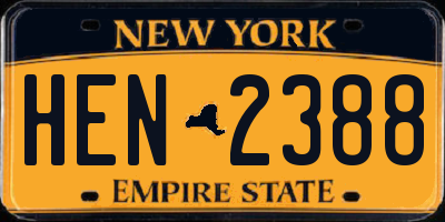 NY license plate HEN2388
